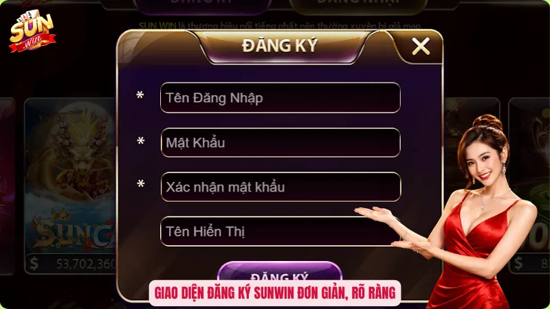 Đăng Ký Sunwin - Khai Mở Tài Khoản, Nhận Đặc Quyền Hấp Dẫn 2 Giao diện đăng ký Sunwin đơn giản, rõ ràng
