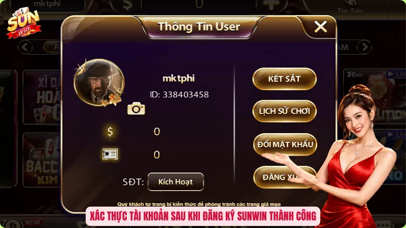 Đăng Ký Sunwin - Khai Mở Tài Khoản, Nhận Đặc Quyền Hấp Dẫn 4 Xác thực tài khoản sau khi đăng ký Sunwin thành công