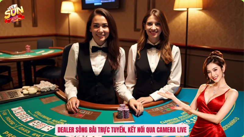 Dealer sòng bài trực tuyến, kết nối qua camera live