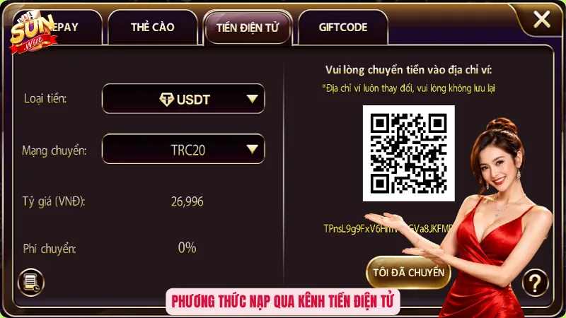 Phương thức nạp qua kênh tiền điện tử