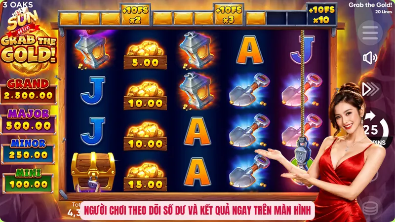 Người chơi theo dõi số dư và kết quả ngay trên màn hình